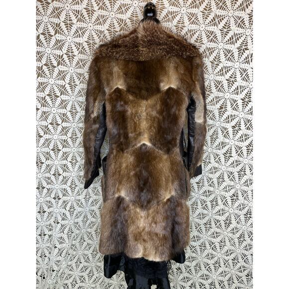 Vintage Furs by Pollans Mink Leatrim Race Collar Mid length Coat - Picture 5 of 13
